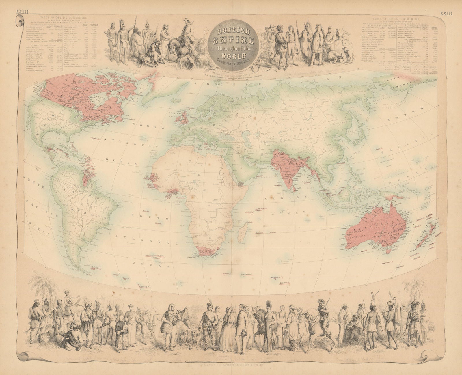 British Empire throughout the world exhibited in one view. FULLARTON c1863 map